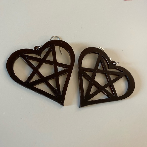 4/10$ NEW Pentagram Earrings (Teal) - Picture 6 of 8